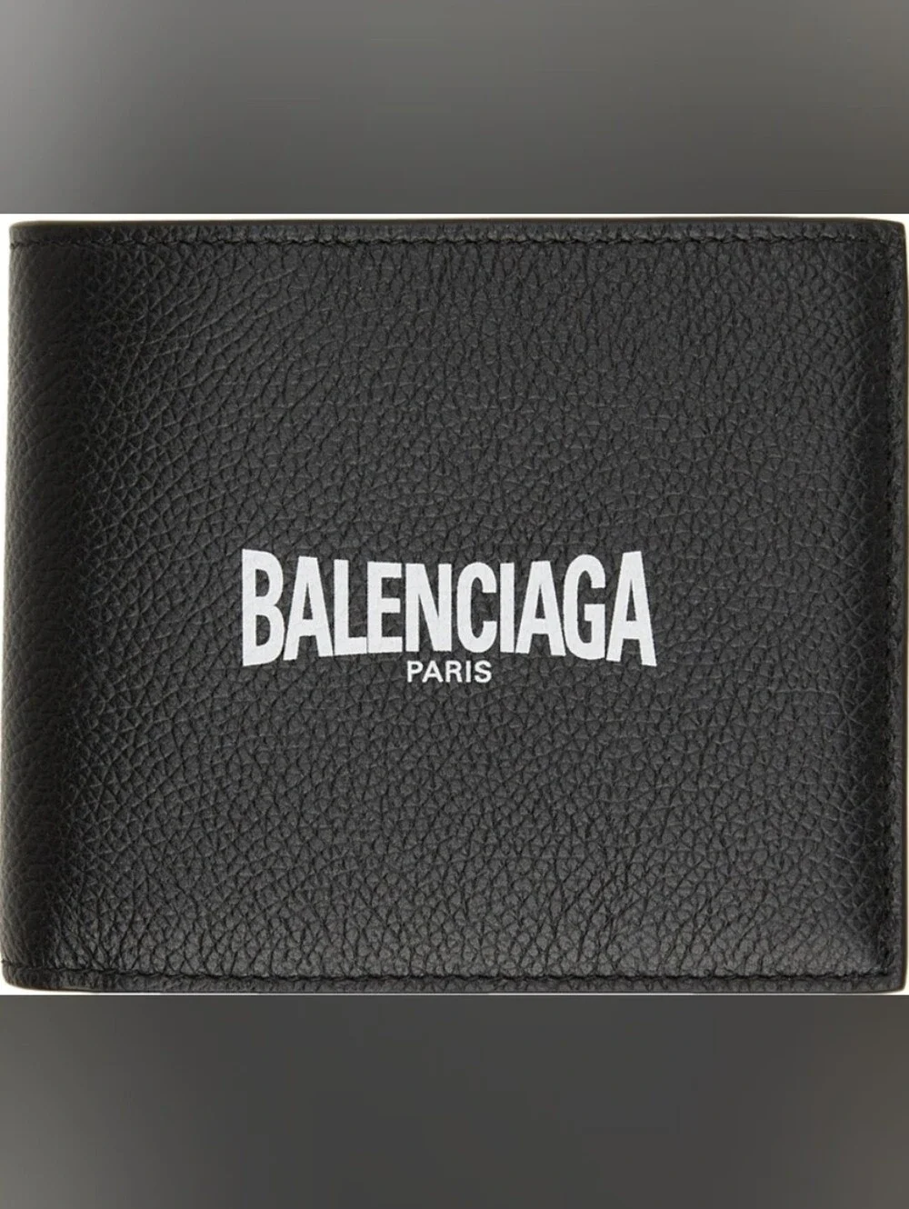 Balenciaga Black Leather Wallet with White Logo